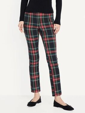 Old Navy Extra High Rise Polished Pixie Red Green Plaid Preppy Cropped Pants 12